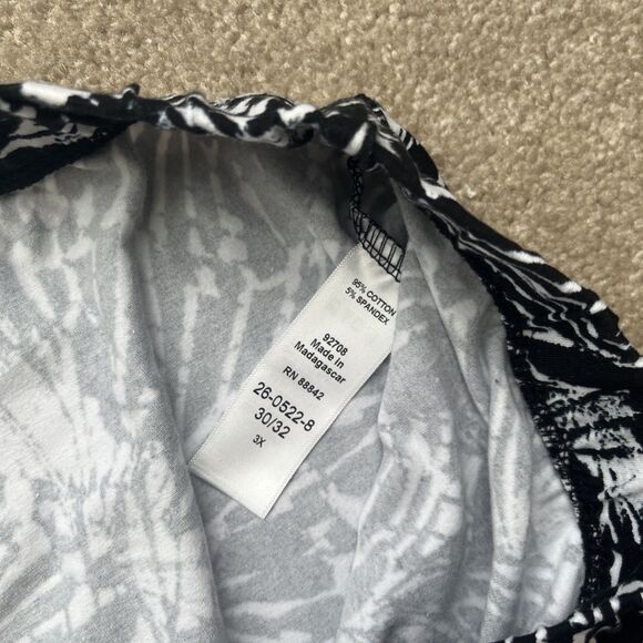 Roaman’s Pants Womens 3X 30/32 Pull On Stretch Black Tropical Straight Leg - Picture 3 of 6